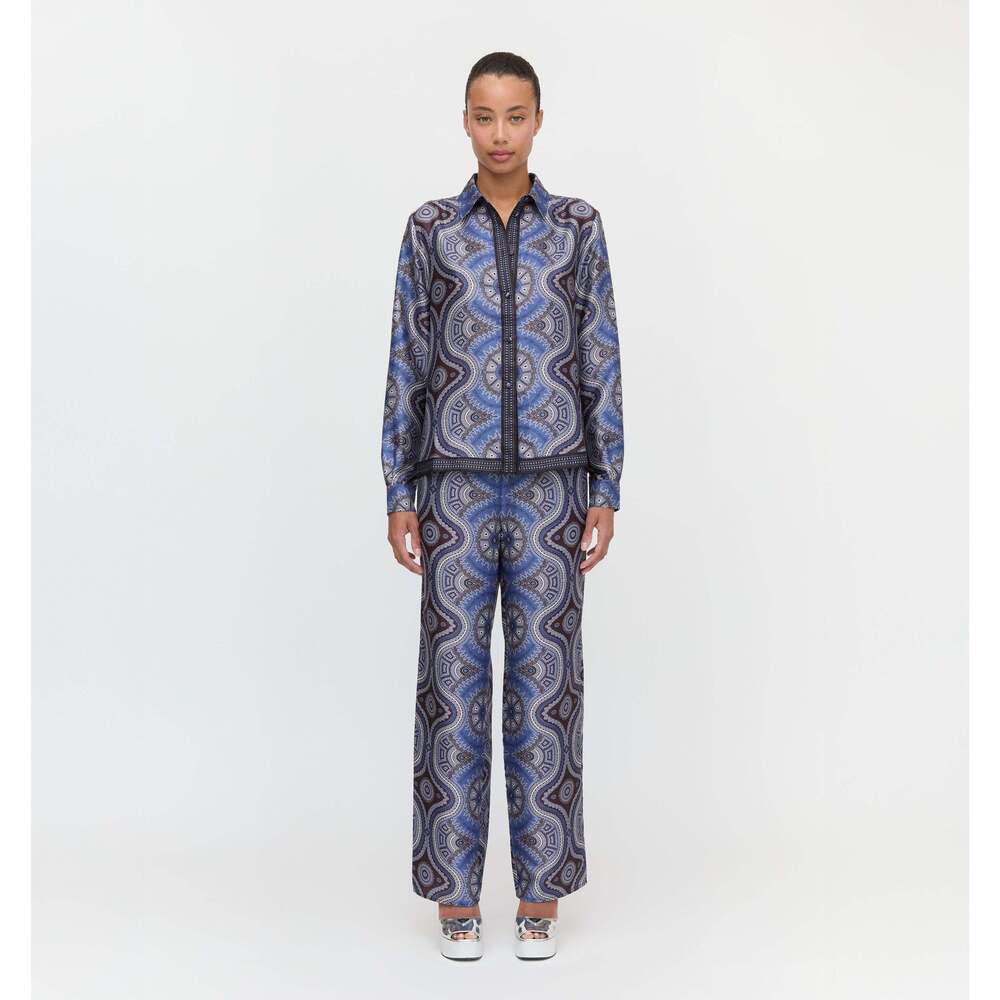 Hill House Home The Taylor Pant - Brown Cobalt Medallion Size LBrown Cobalt Meda - Picture 3 of 3